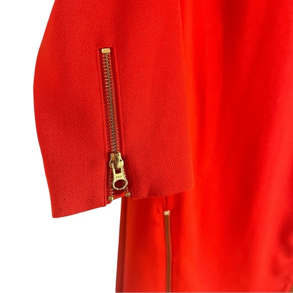 J. Crew Double Zipper Red Shift Dress 3/4 Sleeves  Sz 8 - Picture 6 of 12